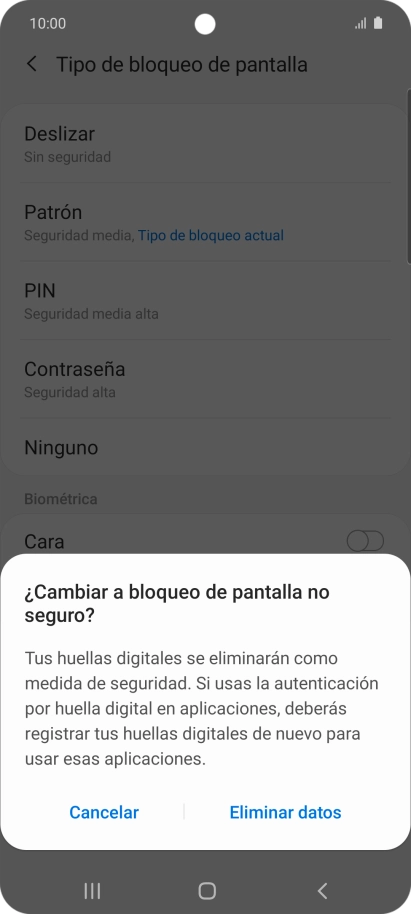 Pulsa Eliminar datos. Pulsa Eliminar datos.