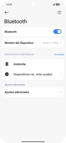 Pulsa el dispositivo Bluetooth deseado y sigue las indicaciones de la pantalla para vincular el dispositivo al teléfono. Pulsa el dispositivo Bluetooth deseado y sigue las indicaciones de la pantalla para vincular el dispositivo al teléfono.