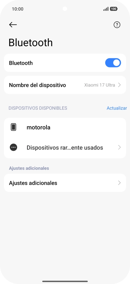 Pulsa el dispositivo Bluetooth deseado y sigue las indicaciones de la pantalla para vincular el dispositivo al teléfono. Pulsa el dispositivo Bluetooth deseado y sigue las indicaciones de la pantalla para vincular el dispositivo al teléfono.
