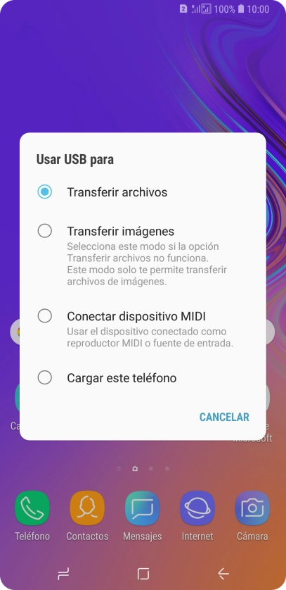 Pulsa Transferir archivos para activar la función. Pulsa Transferir archivos para activar la función.