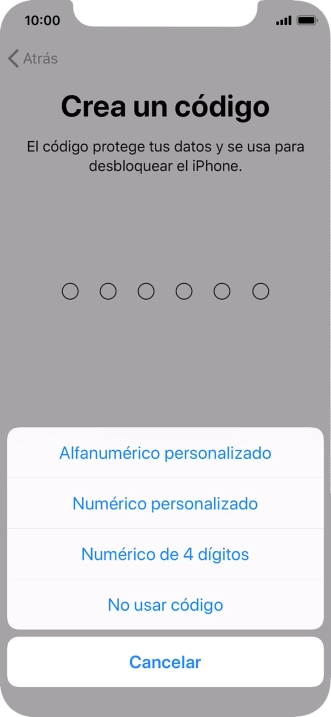 Sigue las indicaciones de la pantalla para activar el uso del código de seguridad o pulsa No usar código. Sigue las indicaciones de la pantalla para activar el uso del código de seguridad o pulsa No usar código.