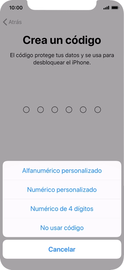 Sigue las indicaciones de la pantalla para activar el uso del código de seguridad o pulsa No usar código. Sigue las indicaciones de la pantalla para activar el uso del código de seguridad o pulsa No usar código.