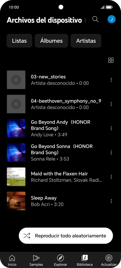 Pulsa el archivo de música deseado. Pulsa el archivo de música deseado.