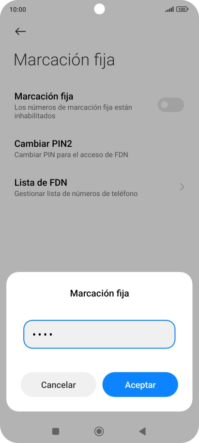 Introduce el código PIN2 y pulsa Aceptar. Introduce el código PIN2 y pulsa Aceptar.
