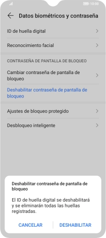 Pulsa DESHABILITAR e introduce el código de seguridad extra que has creado anteriormente. Pulsa DESHABILITAR e introduce el código de seguridad extra que has creado anteriormente.
