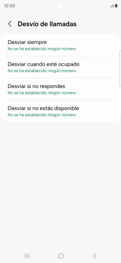 Pulsa el tipo de desvío deseado.