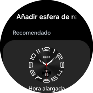 Desliza el dedo hacia arriba o hacia abajo para ver las esferas disponibles. Desliza el dedo hacia arriba o hacia abajo para ver las esferas disponibles.