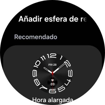 Desliza el dedo hacia arriba o hacia abajo para ver las esferas disponibles. Desliza el dedo hacia arriba o hacia abajo para ver las esferas disponibles.