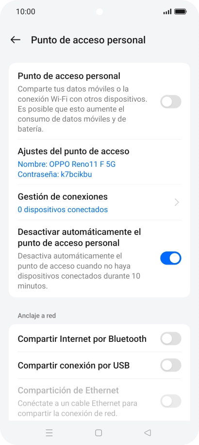 Pulsa Ajustes del punto de acceso. Pulsa Ajustes del punto de acceso.