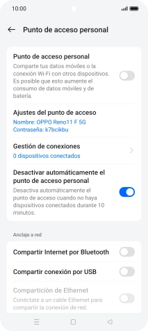 Pulsa Ajustes del punto de acceso. Pulsa Ajustes del punto de acceso.