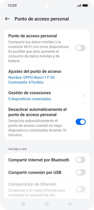 Pulsa Ajustes del punto de acceso. Pulsa Ajustes del punto de acceso.