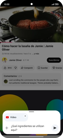 Sigue las indicaciones de la pantalla para escribir o decir en alto la pregunta que quieres hacer del vídeo. Sigue las indicaciones de la pantalla para escribir o decir en alto la pregunta que quieres hacer del vídeo.