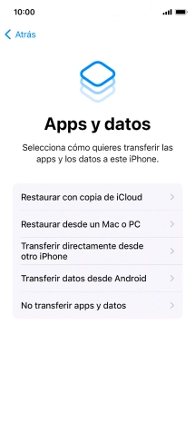 Pulsa No transferir apps y datos y sigue las indicaciones de la pantalla para finalizar la activación del teléfono. Pulsa No transferir apps y datos y sigue las indicaciones de la pantalla para finalizar la activación del teléfono.