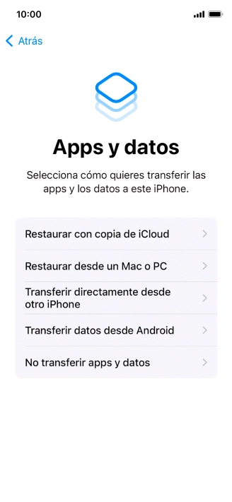 Pulsa No transferir apps y datos y sigue las indicaciones de la pantalla para finalizar la activación del teléfono. Pulsa No transferir apps y datos y sigue las indicaciones de la pantalla para finalizar la activación del teléfono.