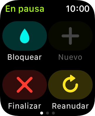 Pulsa Finalizar para detener el ejercicio de entrenamiento.