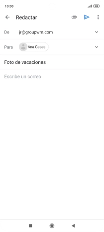 Pulsa en el campo de escritura y escribe el texto del correo electrónico. Pulsa en el campo de escritura y escribe el texto del correo electrónico.