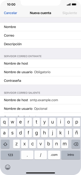 Pulsa Nombre de usuario e introduce el nombre de usuario de tu cuenta de correo electrónico. Pulsa Nombre de usuario e introduce el nombre de usuario de tu cuenta de correo electrónico.