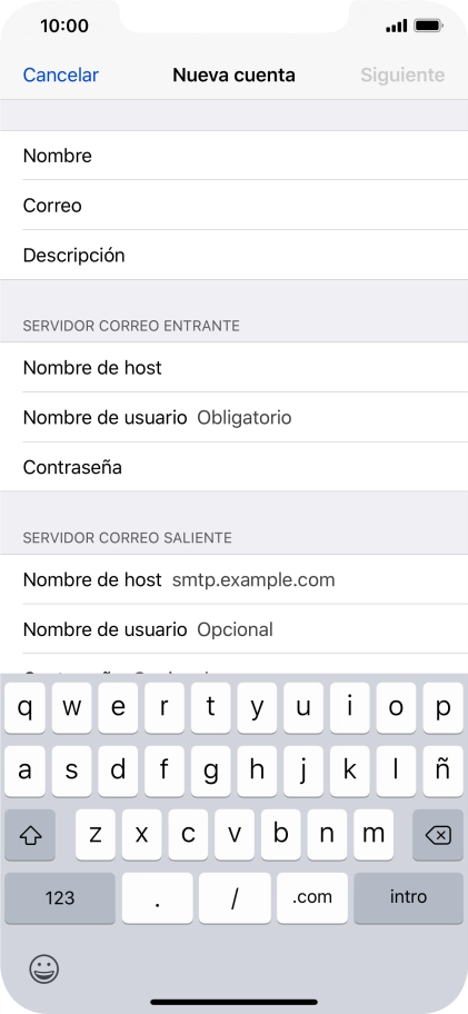 Pulsa Nombre de usuario e introduce el nombre de usuario de tu cuenta de correo electrónico. Pulsa Nombre de usuario e introduce el nombre de usuario de tu cuenta de correo electrónico.