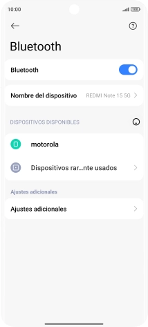 Pulsa el dispositivo Bluetooth deseado y sigue las indicaciones de la pantalla para vincular el dispositivo al teléfono. Pulsa el dispositivo Bluetooth deseado y sigue las indicaciones de la pantalla para vincular el dispositivo al teléfono.
