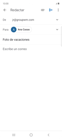 Pulsa en el campo de escritura y escribe el texto del correo electrónico. Pulsa en el campo de escritura y escribe el texto del correo electrónico.