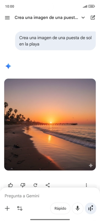 También puedes pedir a Gemini que genere una fotografía partiendo de tu descripción. También puedes pedir a Gemini que genere una fotografía partiendo de tu descripción.