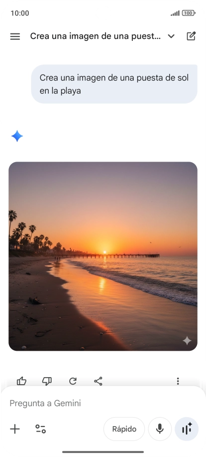 También puedes pedir a Gemini que genere una fotografía partiendo de tu descripción. También puedes pedir a Gemini que genere una fotografía partiendo de tu descripción.