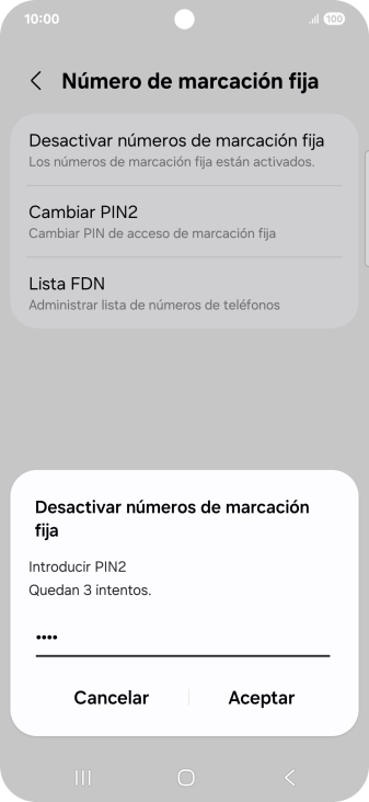 Introduce el código PIN2 y pulsa Aceptar. Introduce el código PIN2 y pulsa Aceptar.