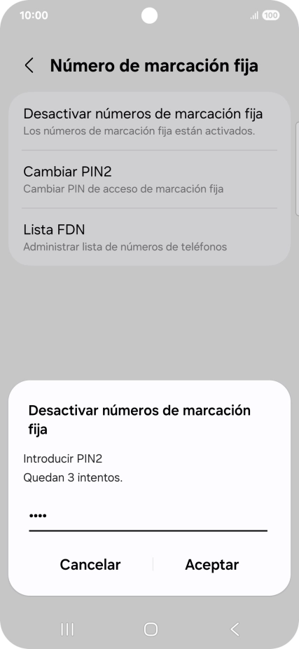 Introduce el código PIN2 y pulsa Aceptar. Introduce el código PIN2 y pulsa Aceptar.