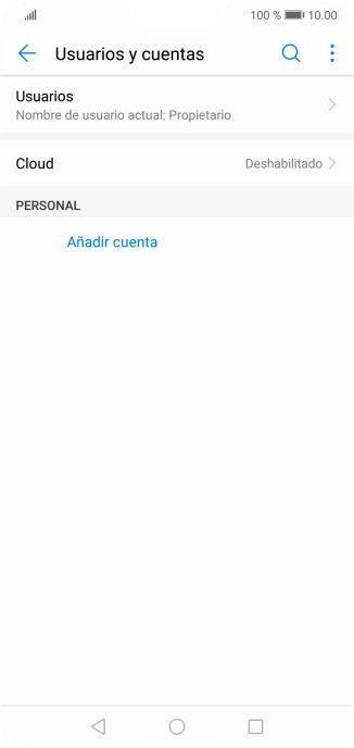 Pulsa Añadir cuenta. Pulsa Añadir cuenta.