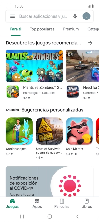 Pulsa en el campo de búsqueda.