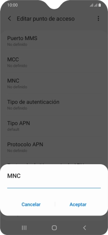 Introduce 01 y pulsa Aceptar.