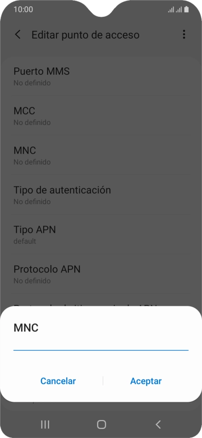 Introduce 01 y pulsa Aceptar.