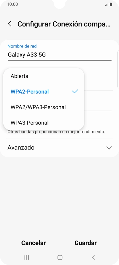Pulsa WPA3-Personal para proteger la conexión wifi con una contraseña. Pulsa WPA3-Personal para proteger la conexión wifi con una contraseña.