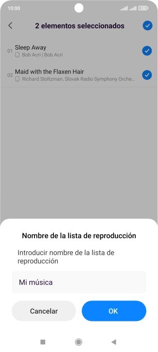 Introduce el nombre deseado de la lista de reproducción y pulsa OK. Introduce el nombre deseado de la lista de reproducción y pulsa OK.