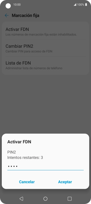 Introduce el código PIN2 y pulsa Aceptar.