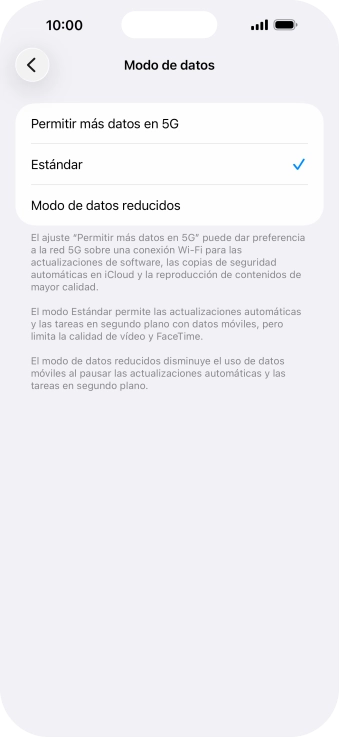 Pulsa el ajuste deseado. Pulsa el ajuste deseado.