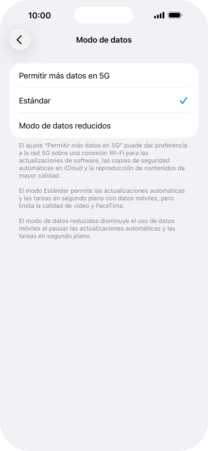 Pulsa el ajuste deseado. Pulsa el ajuste deseado.