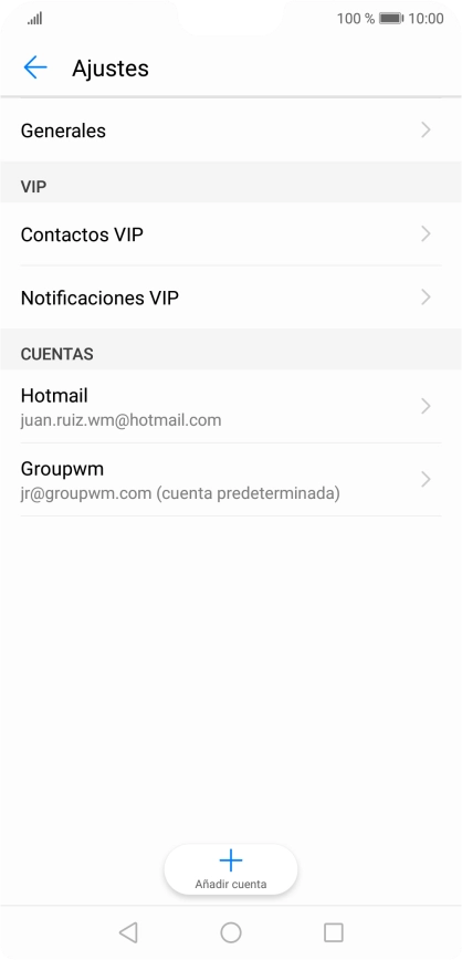Pulsa la cuenta de correo electrónico deseada. Pulsa la cuenta de correo electrónico deseada.