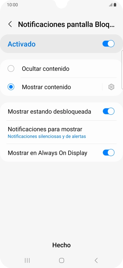 Pulsa los ajustes deseados para activarlos o desactivarlos. Pulsa los ajustes deseados para activarlos o desactivarlos.