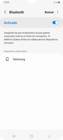 Pulsa el dispositivo Bluetooth deseado y sigue las indicaciones de la pantalla para vincular el dispositivo al teléfono. Pulsa el dispositivo Bluetooth deseado y sigue las indicaciones de la pantalla para vincular el dispositivo al teléfono.