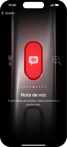 Desliza el dedo hacia la derecha o hacia la izquierda por la pantalla para seleccionar la función deseada. Desliza el dedo hacia la derecha o hacia la izquierda por la pantalla para seleccionar la función deseada.