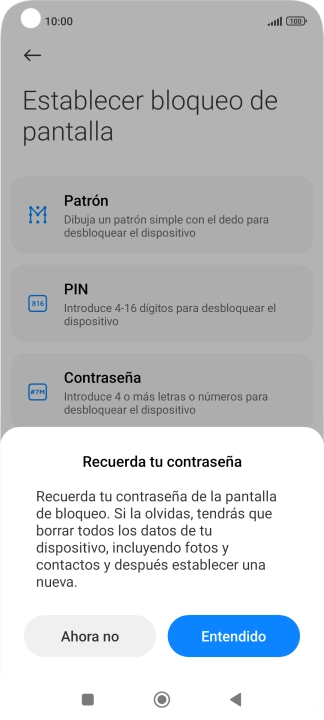 Pulsa Entendido y sigue las indicaciones de la pantalla para crear un código de seguridad del teléfono adicional. Pulsa Entendido y sigue las indicaciones de la pantalla para crear un código de seguridad del teléfono adicional.
