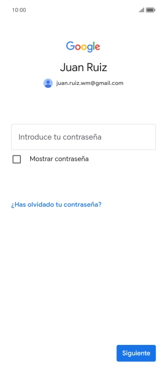 Pulsa Introduce tu contraseña e introduce la contraseña de tu cuenta de Google. Pulsa Introduce tu contraseña e introduce la contraseña de tu cuenta de Google.