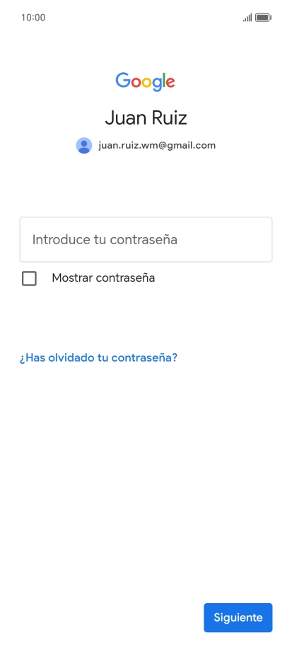 Pulsa Introduce tu contraseña e introduce la contraseña de tu cuenta de Google. Pulsa Introduce tu contraseña e introduce la contraseña de tu cuenta de Google.