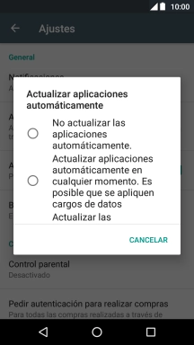 Para desactivar la actualización automática de apps, pulsa No actualizar las aplicaciones automáticamente. Para desactivar la actualización automática de apps, pulsa No actualizar las aplicaciones automáticamente.