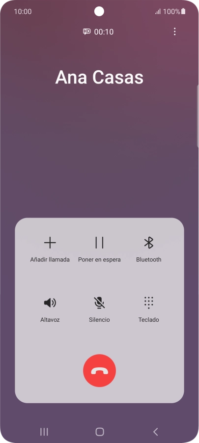 Pulsa el icono de finalizar llamada. Pulsa el icono de finalizar llamada.