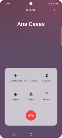 Pulsa el icono de finalizar llamada. Pulsa el icono de finalizar llamada.