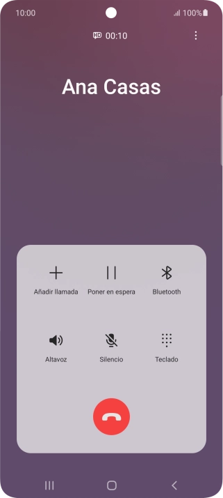 Pulsa el icono de finalizar llamada. Pulsa el icono de finalizar llamada.