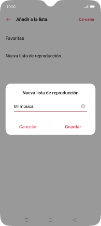Introduce el nombre deseado de la lista de reproducción y pulsa Guardar. Introduce el nombre deseado de la lista de reproducción y pulsa Guardar.
