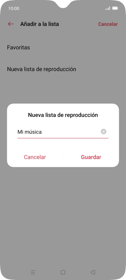 Introduce el nombre deseado de la lista de reproducción y pulsa Guardar. Introduce el nombre deseado de la lista de reproducción y pulsa Guardar.